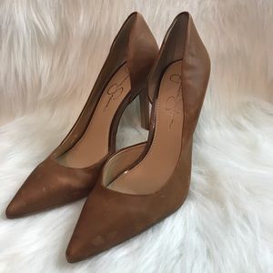 Jessica Simpson Tan Pointed Toe Pumps